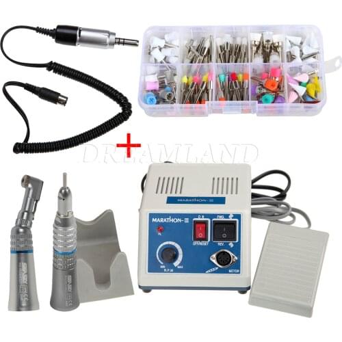 Dental Marathon Micromotor N3 Motor 110V Voltage Choose +YP Straight/Contra Handpiece +3 Type Polishing Brushes/Cups