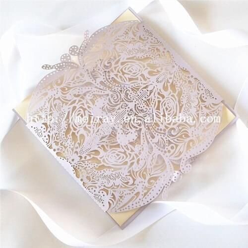 Wedding invitations made in China! laser cut lace purple wedding invitations