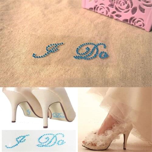 Wedding Favors and Gifts 1 Set (I Do / Me Too) Bridal Groom Shoe Sticker White Clear Rhinestone Bride To Be Wedding Decoration