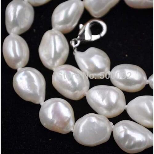 Fine 43cm 10.5-11*12-14mm freshwater Baroque pearl necklace