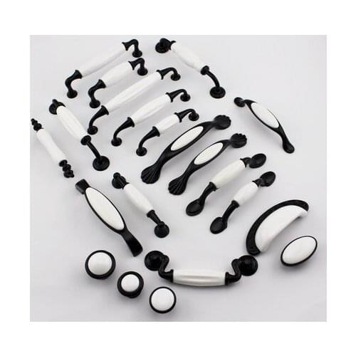 UNILOCKS Zinc Alloy Ceramic Kitchen Cabinet Black And White Furniture Door Handle Furniture Handle & Knob