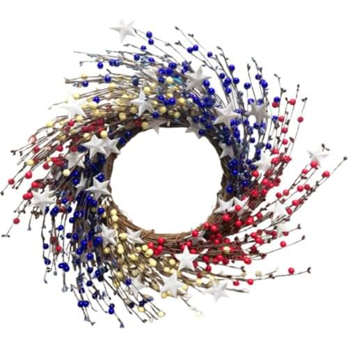 Wreath Flower Wreaths Garland Ornament Independence Day Home Décor Berry Vine Door Decor 21inch 2021 Artificial Flowers