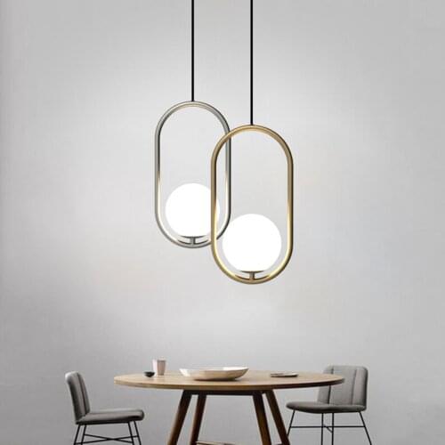 Vintage Industrial LED Pendant Lights Dining Room Living Room Cafe Bedroom Bar American Hoop Glass Ball Pendant Lamps Luminaire