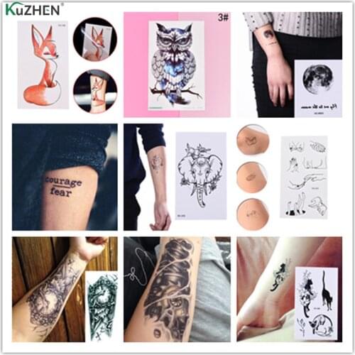 Hot Cat Elk Wolf Temporary Tattoo Body Arm Water Transfer Tattoo Women Men Makeup Tatto Sticker Bracelet Deer Animal Zoo