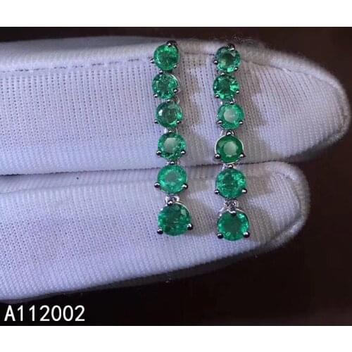 KJJEAXCMY fine jewelry natural Emerald 925 sterling silver women earrings new Ear Studs support test popular classic