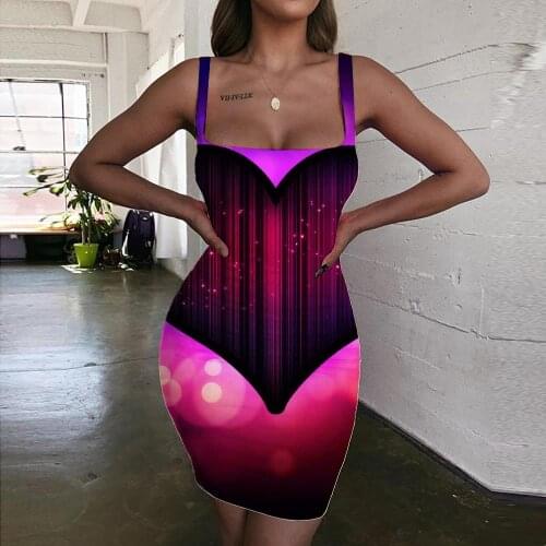 Giyu Brand Psychedelic Dresses Women Love 3d Print Pattern Bodycon Dress Creativity Halter Sleeveless Womens Clothing Club Beach