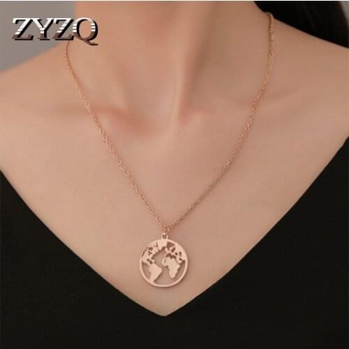 ZYZQ Minimalist Prefer Birthday Gift Necklace Fashion Round Earth Planet Necklace Manufacturer Direct Selling Accessories