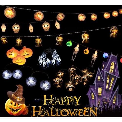 1.5m 10Led Halloween Pumpkin Spider Ghost Skeletons Bat Led Light String Festival Bar Home Party Ornament Halloween Decoration