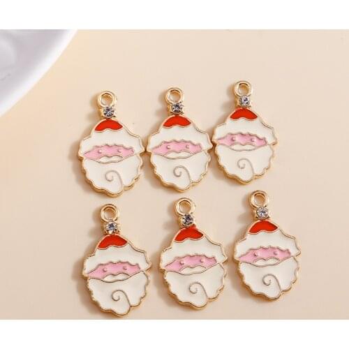 10pcs 14*23mm Enamel Santa Claus Charms DIY for Bracelets Pendants Earrings Making Crystal Christmas Charms Jewelry Accessories