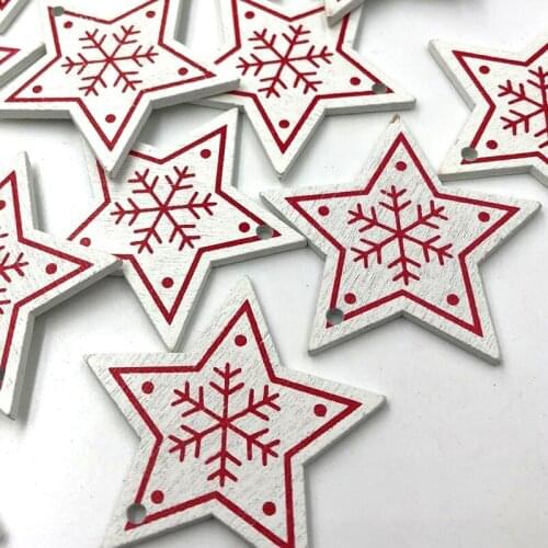 10pcs White Christmas Star Wood Flatback/Buttons Scrapbook embellishment W504