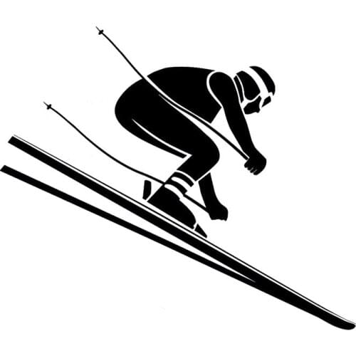 17.7*15CM Leisure Alpine Skiing Winter Sports Car Stickers Vinyl Decals Covering The Body Black/Silver C7-0605