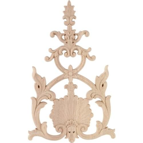 1X Rubber Wood Carved Applique Vintage Furniture Craft Decor #H