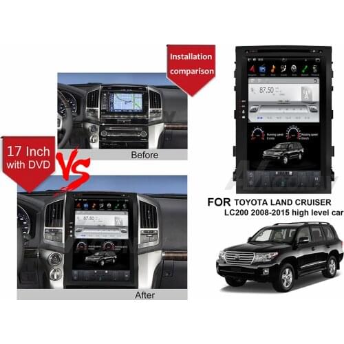 2din android car radio multimedia player FOR-TOYOTA LAND CRUISER LC200 2008-2015 high level 17inch car GPS navigation DVD player