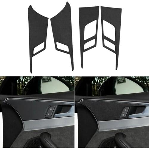 4PCS Suede Car Inner Door Panel Decorative Frame Car Inner Door Handle Decorative Trim for Audi A4L 2017-2021 Car Styling