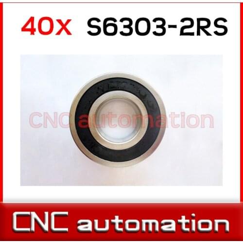 40pcs rubber sealed stainless Radial shaft ball bearings S6303 6303 2RS 17*47*14mm