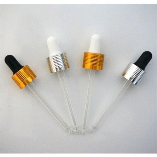 5-100ml 5/10/20pcs Essential Oil Bottles Size18/410 Cap Gold/silver Circle Cover Metal Thread Ring Lid with Glass Dropper Pipe
