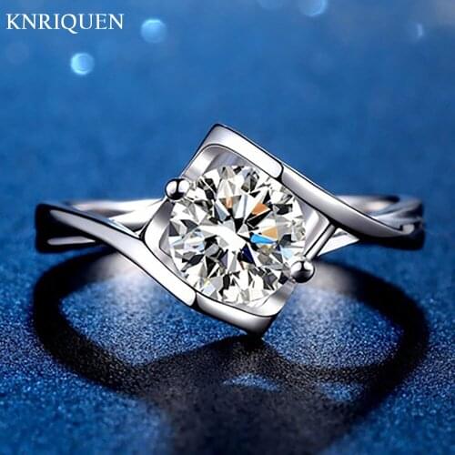 925 Sterling Silver 0.5CT 1CT 2CT Moissanite Diamond White Gold Plated Wedding Engagement Rings for Girlfriend Fine Jewelry Gift