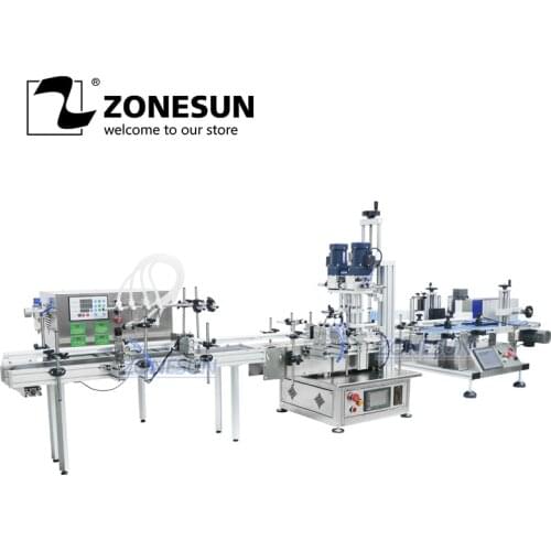 ZONESUN Automatic Liquid Filling Capping Labeling Machine Production Line Liquid Soap Oil Beverage Bottle Water Juice Wine Drink