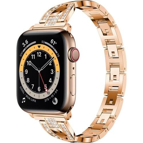 Bling Strap For Apple Watch 6 Band SE 44mm 40mm Stainless Steel Watchbands For iWatch Series 5 4 Applewatch 3 42mm 38mm Women