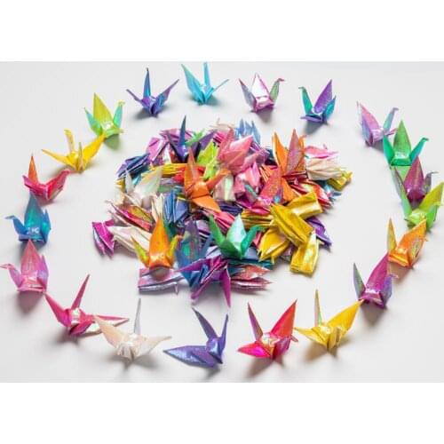 100Pcs Handmade Folded Origami Paper Crane Premade Bird Confetti for Wedding Birthday Party Favors Baby Shower Party Supplies