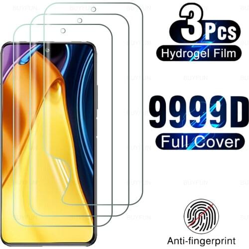 3Pcs Full Cover Hydrogel Film For Xiaomi Poco M3 Pro 5G m 3 pro Screen Protector For pocco x3 pro x3 nfc M3 F3 HD Film Not Glass