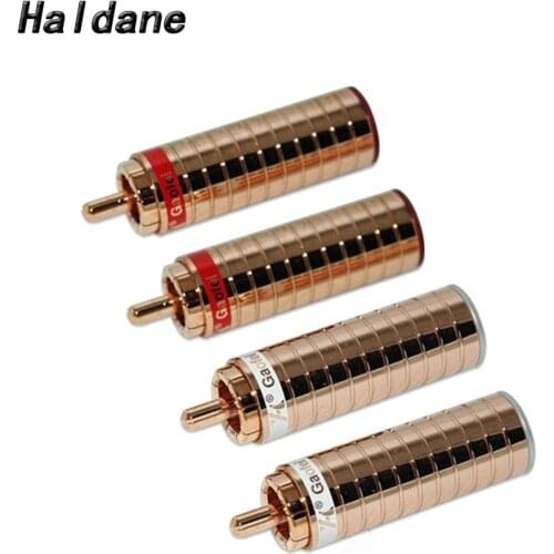 Haldane 4pcs/lot HIFI GF-RED03R Red Copper RCA Plug Connector Amp DV CD Speaker Audio Interconnect Cable Socket