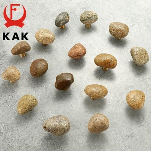 KAK Cobblestone Natural Stone Cabinet Knobs Individual Dresser Pulls Kitchen Handle Drawer Knobs Furniture Handle Hardware