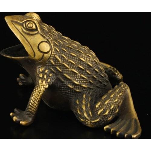 Collectible Decorated Old Copper Handwork Carved Frog Statue Pair decoration wholesale factory Bronze Arts outlets