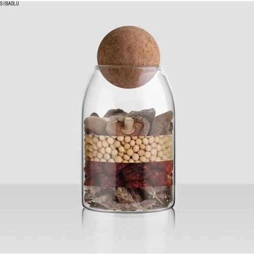 Creative Grain Storage Jar Sealed Cork Stopper Household Tea Storage Jar Size Household Glass Jar