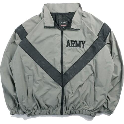 Spring Autumn New V Word Black Reflective Jacket Men Army Embroidery Outdoor Training Windproof Waterproof Casual Loose Coats