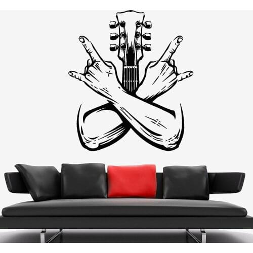 Fashion Rock Music Vinyl Wall Decal Guitarist Band Guitar Instrument Stickers Removable Home Wall Decor Boys Room Poster Z421