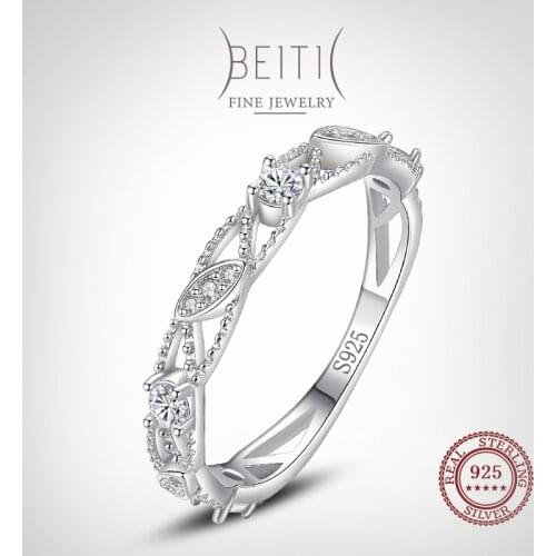 Beitil Fashion 925 Sterling Silver Irregular Shape Geometric Design CZ Finger Ring For Fine Female Fashion Jewelry
