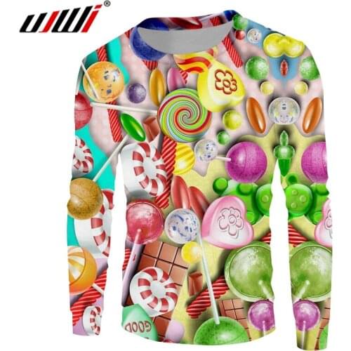 UJWI Man Casual Colorful Candy Sweatshirt Clothing Best Selling Mens Pullover 3D Printed Creative Colored Clothing