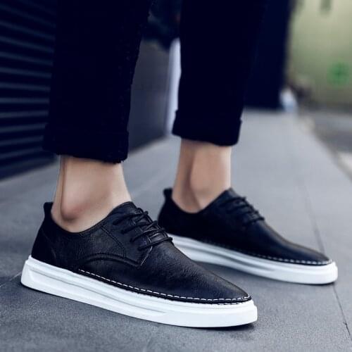 Breathable Men Shoes lace up Comfortable sewing fashion genuine Leather Sneakers Casual Shoes