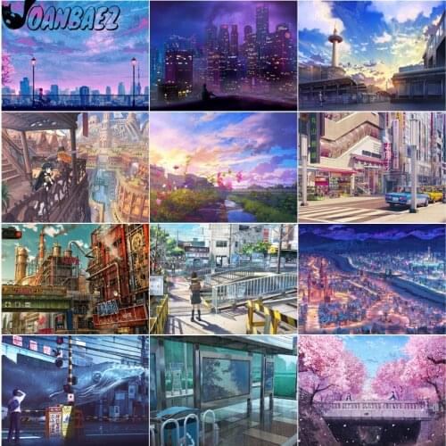 Anime City Diamond Painting Cartoon Building Mosaic Kit 5D Diy Cross Stitch Embroidery Handmade Inlaid Wall Decoration