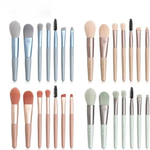 8 flat head travel makeup brush set Super soft cheap eye shadow blush foundation portable full set of brush tools