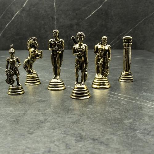 Metal Stone Marble Pattern Flanged Chess Set