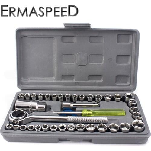 1/4" 3/8" DR Socket Set CRV Drive Ratchet Wrench Torque Spanner Multifunction Repair For Motorcycle Bicycle Car Repairing Tool