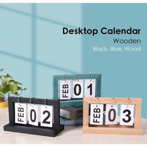 Desktop Wooden Flip Calendar Articles Vintage Home Table Decoration Turn Page Calendar Wood Ornaments Photographic Prop