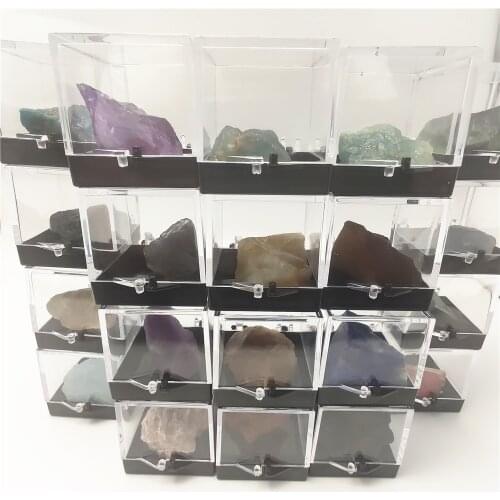 Natural Various Ores Collection of Gemstone Clear Box Quartz Crystal Mineral Specimen Energy Stones Collectible Jewelry Making
