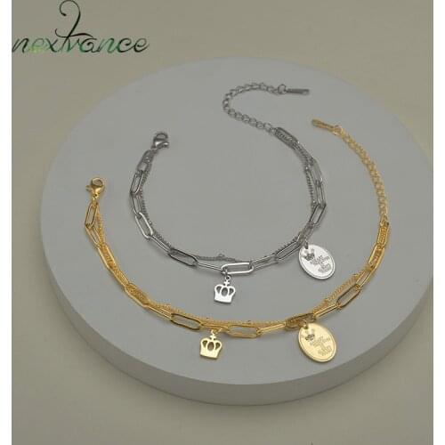Nextvance Fashion Stainless Steel Bracelet Crown Round Loveforever Bangle Bracelets for Women Lover Anniversary Gift Jewelry