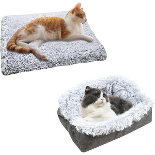 2020 New Plush Cat Sleeping Bed Dog Net House 2 in 1 Pet Mat Cat Bed Winter Warm House Kennel With Laundry bag