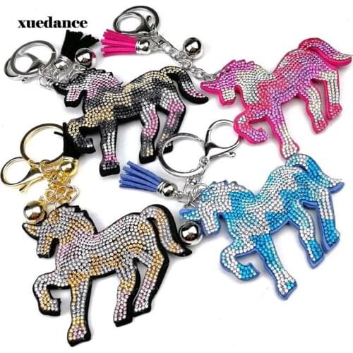 New Multicolor Crystal Rhinestone Unicorn Charm Pendant Keychain Handbag Keyring Key Chain Gift Crystal Keyring Handbag Pendant
