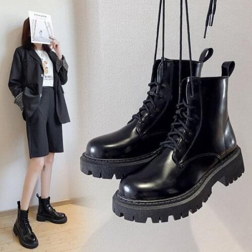 New fashion autumn and winter trifle bottom non-slip wear-resistant British style Martin boots lace-up womens single boots