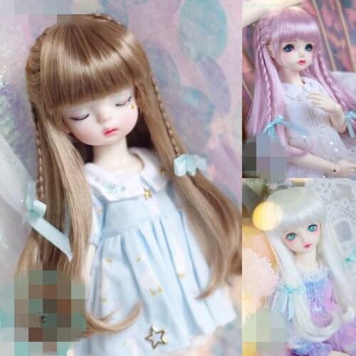 BJD Doll Wig suitable for 1-3 1-4 1-6 size imitation Mohair wig with long straight hair doll accessories