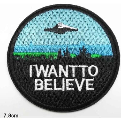 Full Embroidered Believe UFO Letters Iron On Clothes For Clothing Apparel Accessories Green Animal