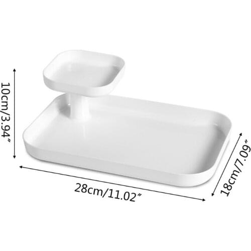 Simple Desk Decorative Ornemants Blue Breakfast Tray Desktop Display Holder Tray Divided Meal Tray for Home Office More