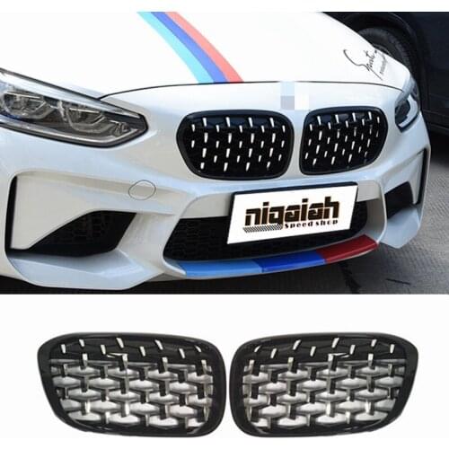 F52 Racing Grills ABS Front Bumper Grill Fits for BMW 1 Series F52 118i 120i 2018 2019 Diamond Style Kidney Grill Black / Chrome