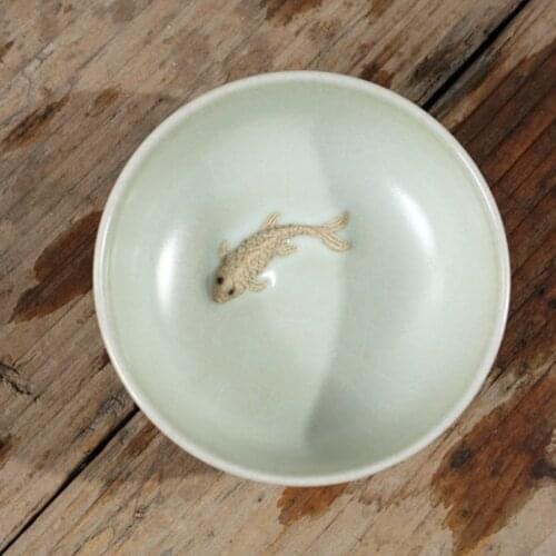 Retro Pu'er Tea Cup Coarse Pottery Vintage Tea Bowl Fish Ceramic Accessories