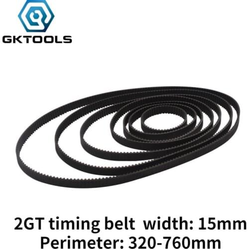 GKTOOLS C-24 3D Printer GT2 15mm Closed Loop Rubber 2GT Timing Belt Width 15mm Length 400 500 600 610 760mm